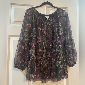 Plus size 1x black mesh top